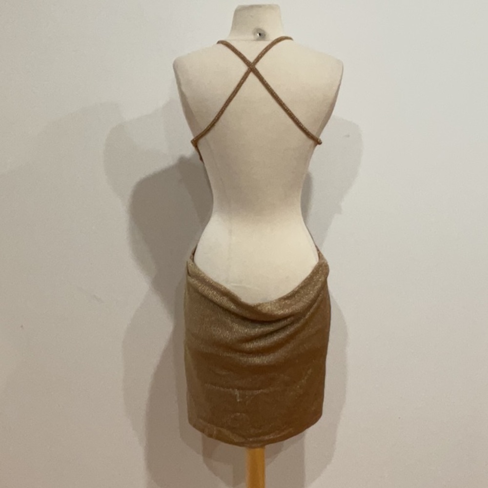 Michael Costello Metallic Gold Mini Dress - Picture 10 of 13
